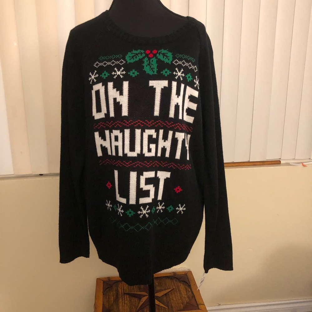 Black 'On The Naughty List' Holiday Sweater